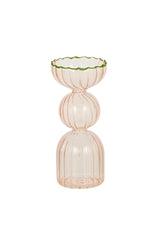 Parisi Glass Vase Pink w Green Rim