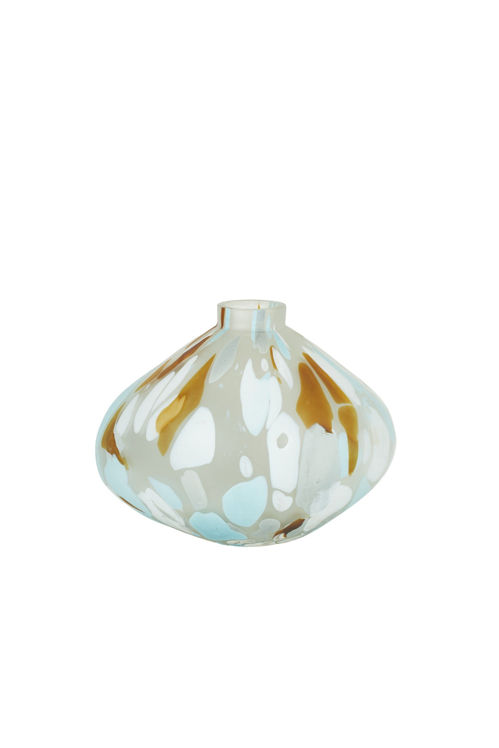Amber Blue Speckled Glass Vase