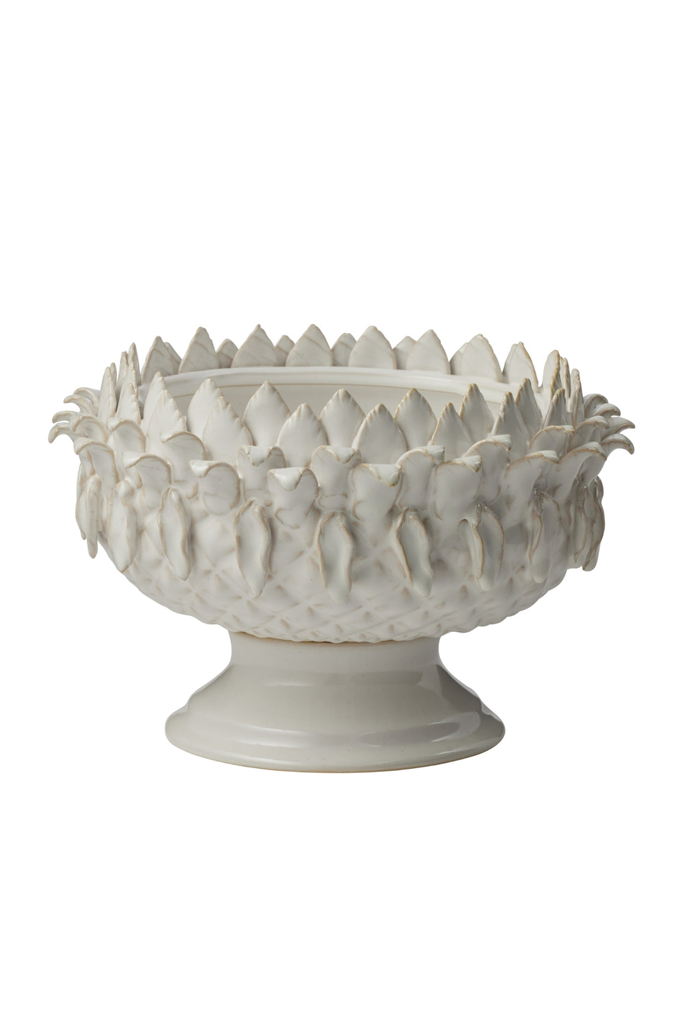 Cream Pineapple Leaf Footed Bowl