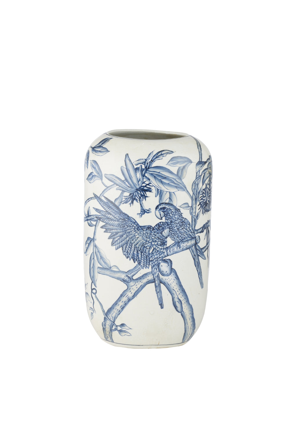 Blue Bird Botanical Ceramic Vase