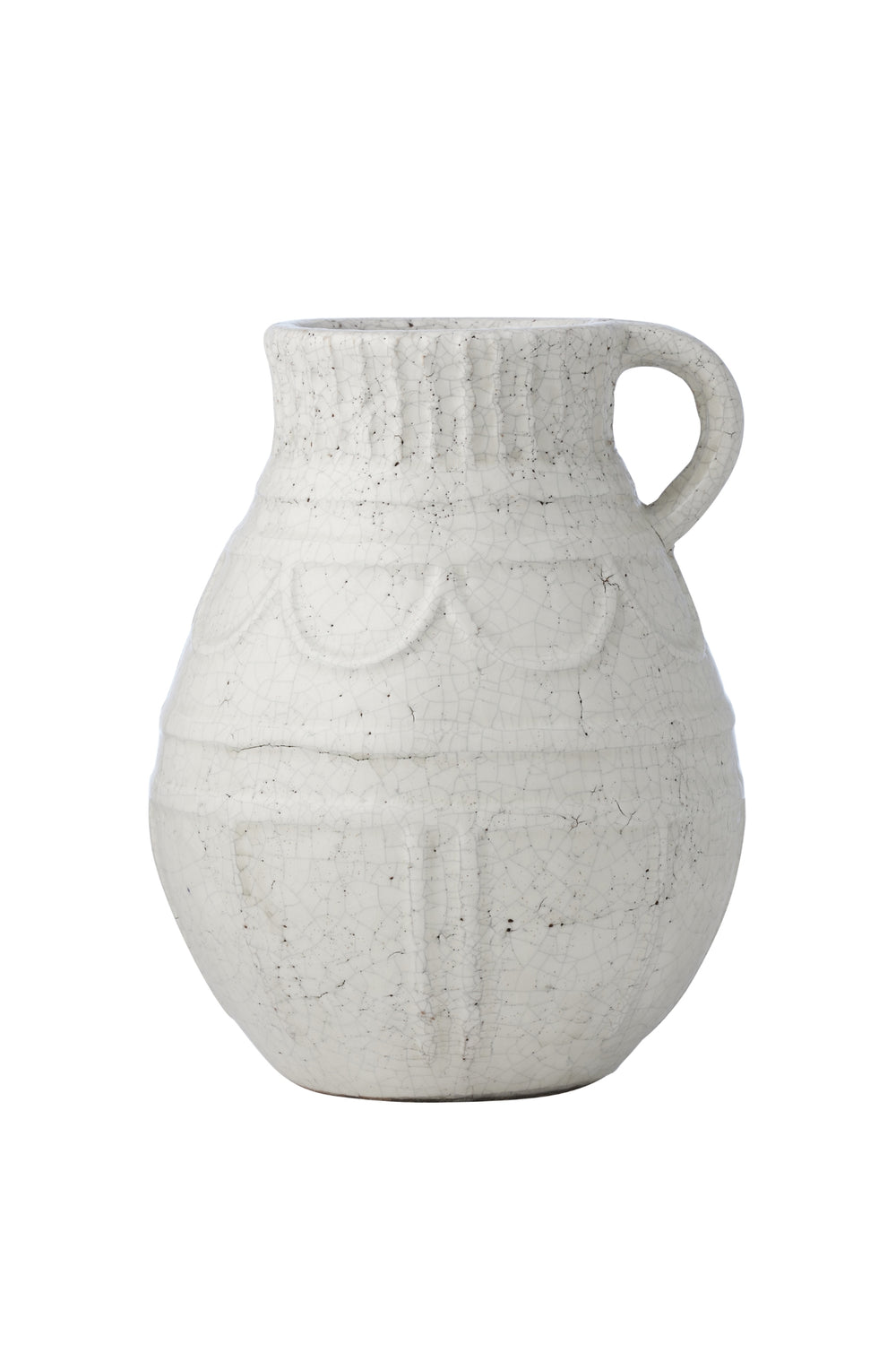 White Crackle Glaze Handled Vase