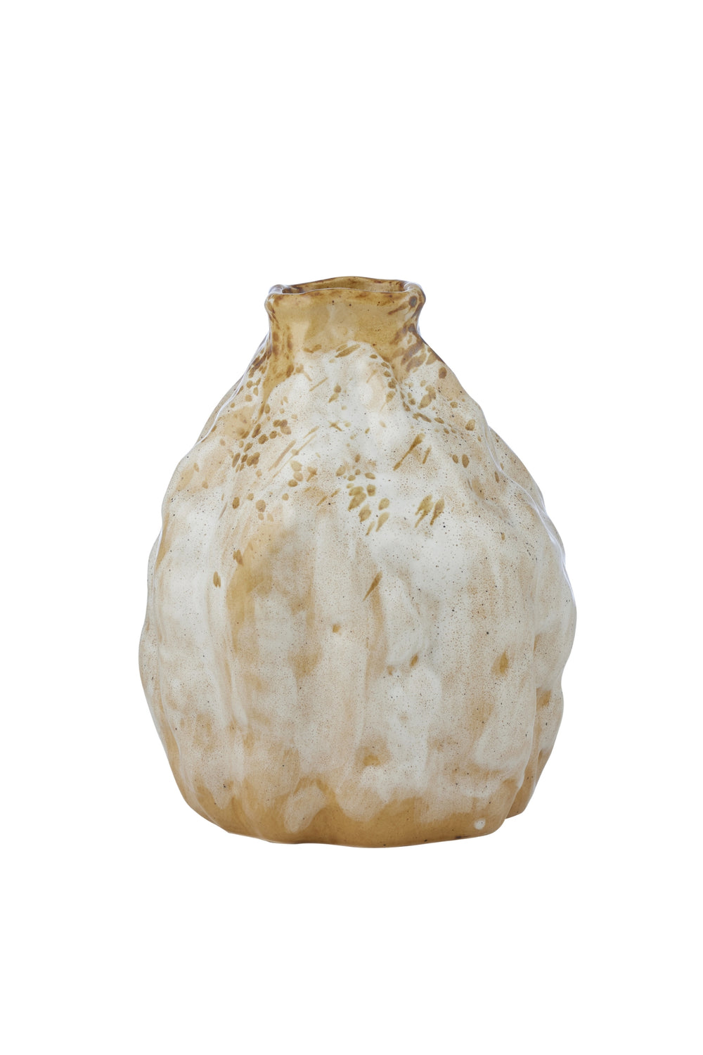 Ochre Drip Glaze Textured Vase