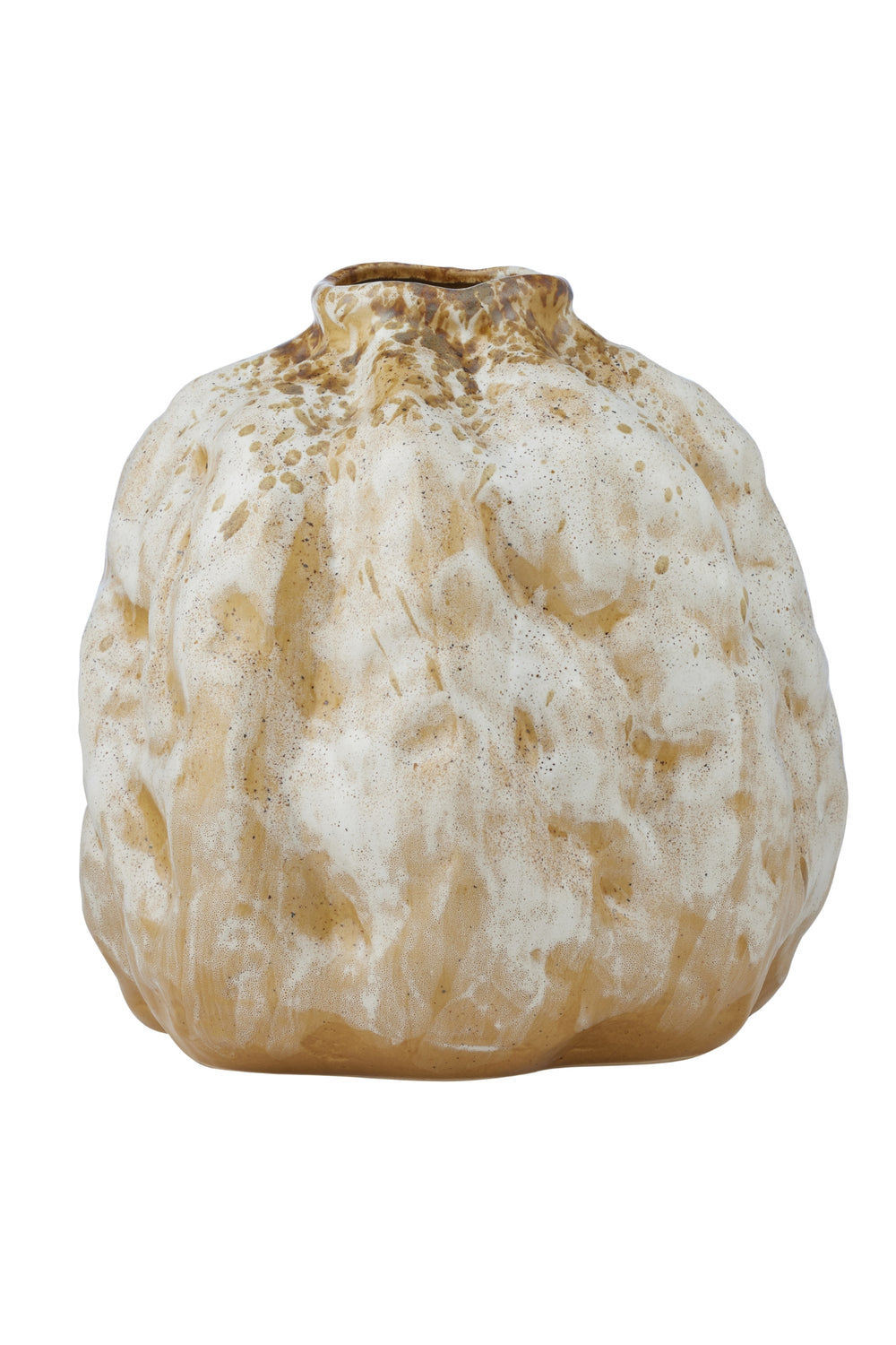 Large Ochre Drip Glaze Textured Vase