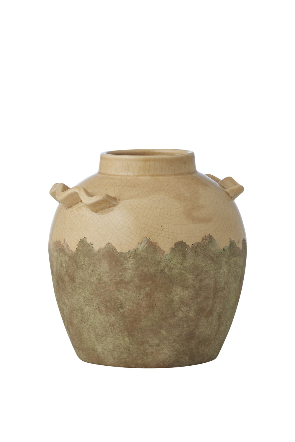Honey Moss Crackle Glaze Handled Vase