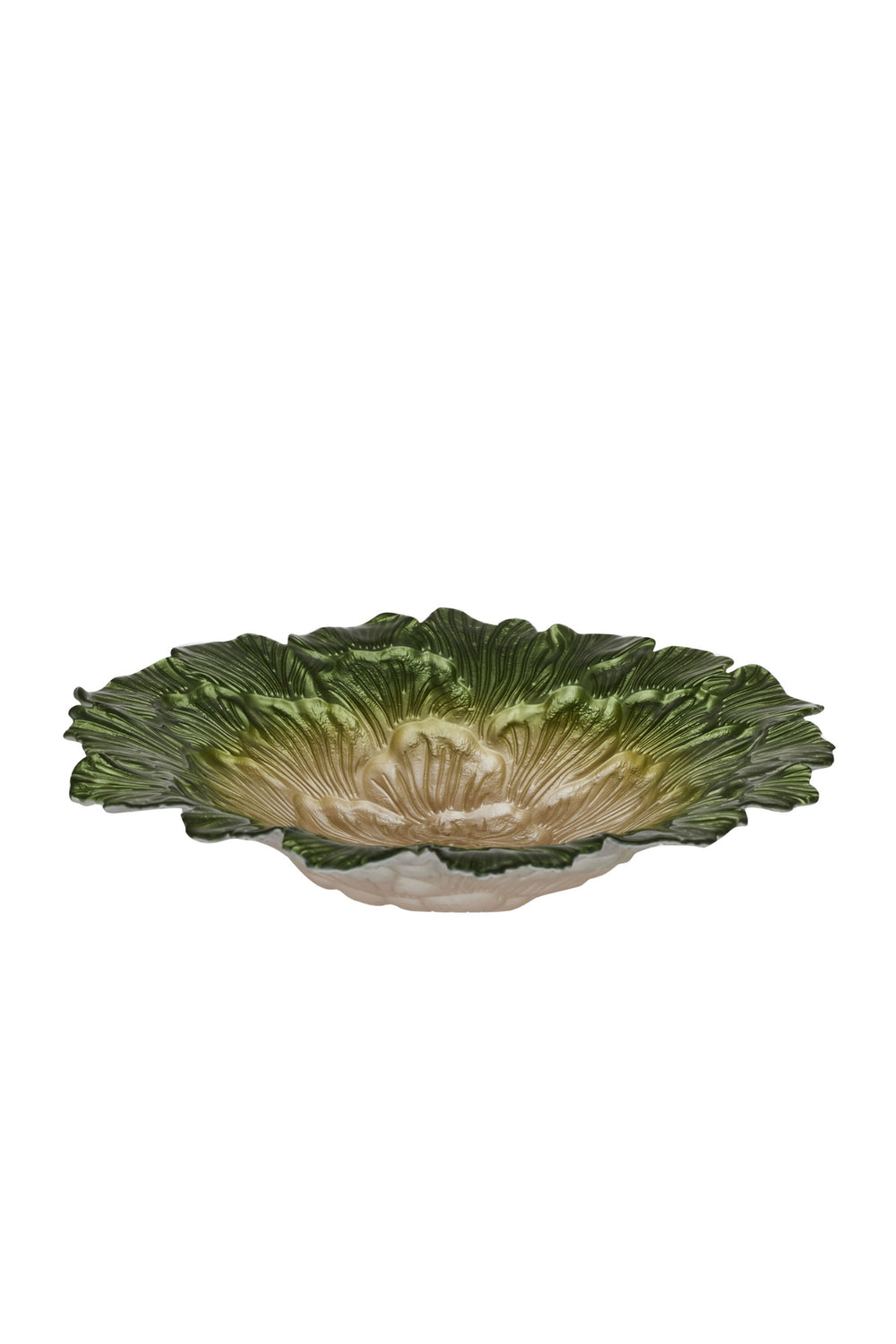 Green Cabbage Leaf Ceramic Bowl