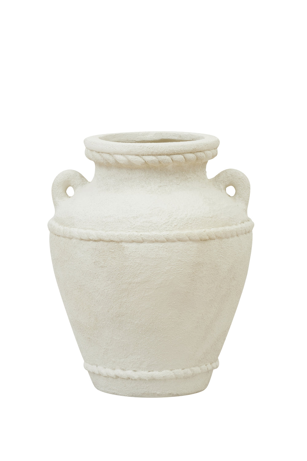 Stone Rope Detail Handled Urn Vase