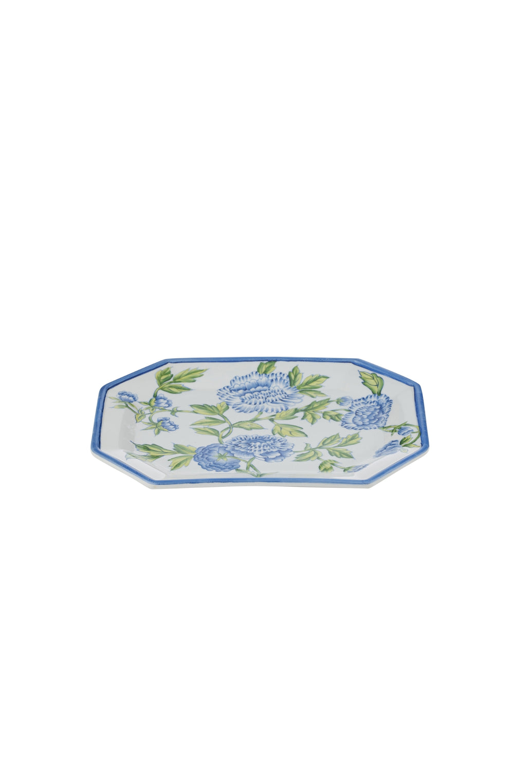 Blue Floral Octagonal Ceramic Platter