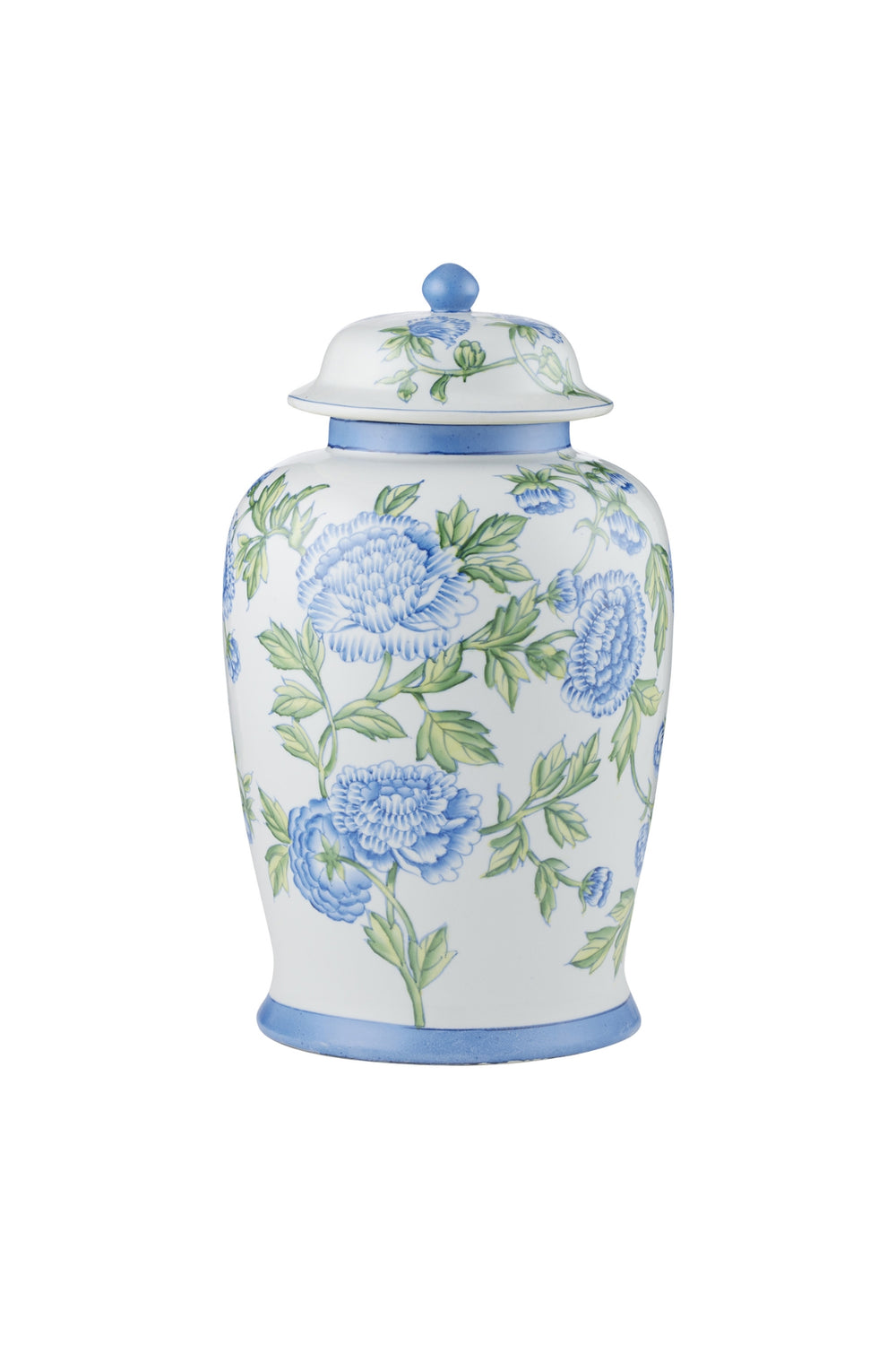 Blue Floral Lidded Ceramic Ginger Jar