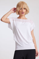 PAULA RYAN Chiffon Yoke Cuffed Top - White - Micromodal - PRE ORDER - Paula Ryan