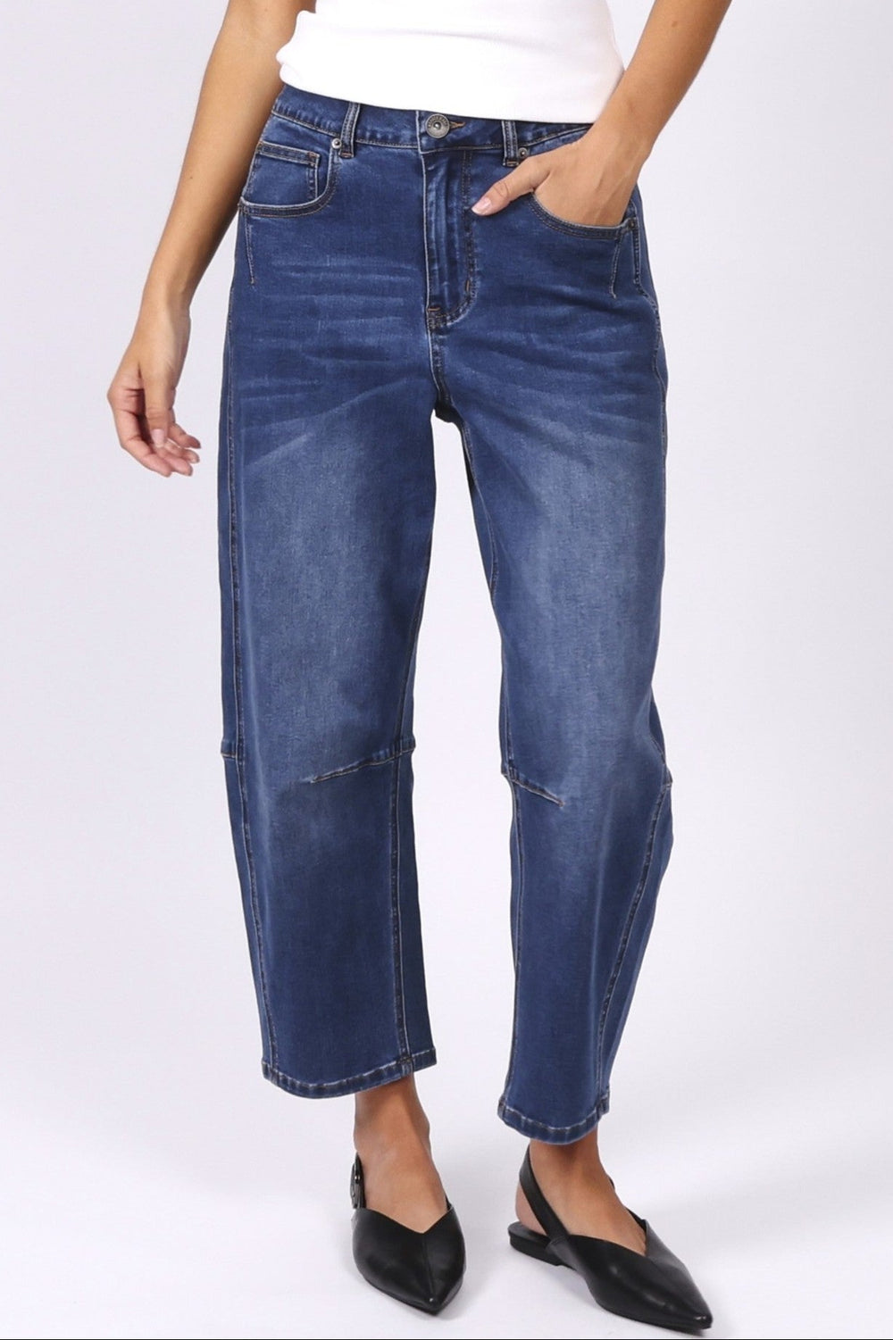 Toni Barrel Jeans - Dark Denim
