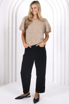 Toni Barrel Cord Jeans - Jet Black - Magpie Style