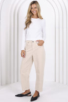Toni Barrel Cord Jeans - Pearl - Magpie Style