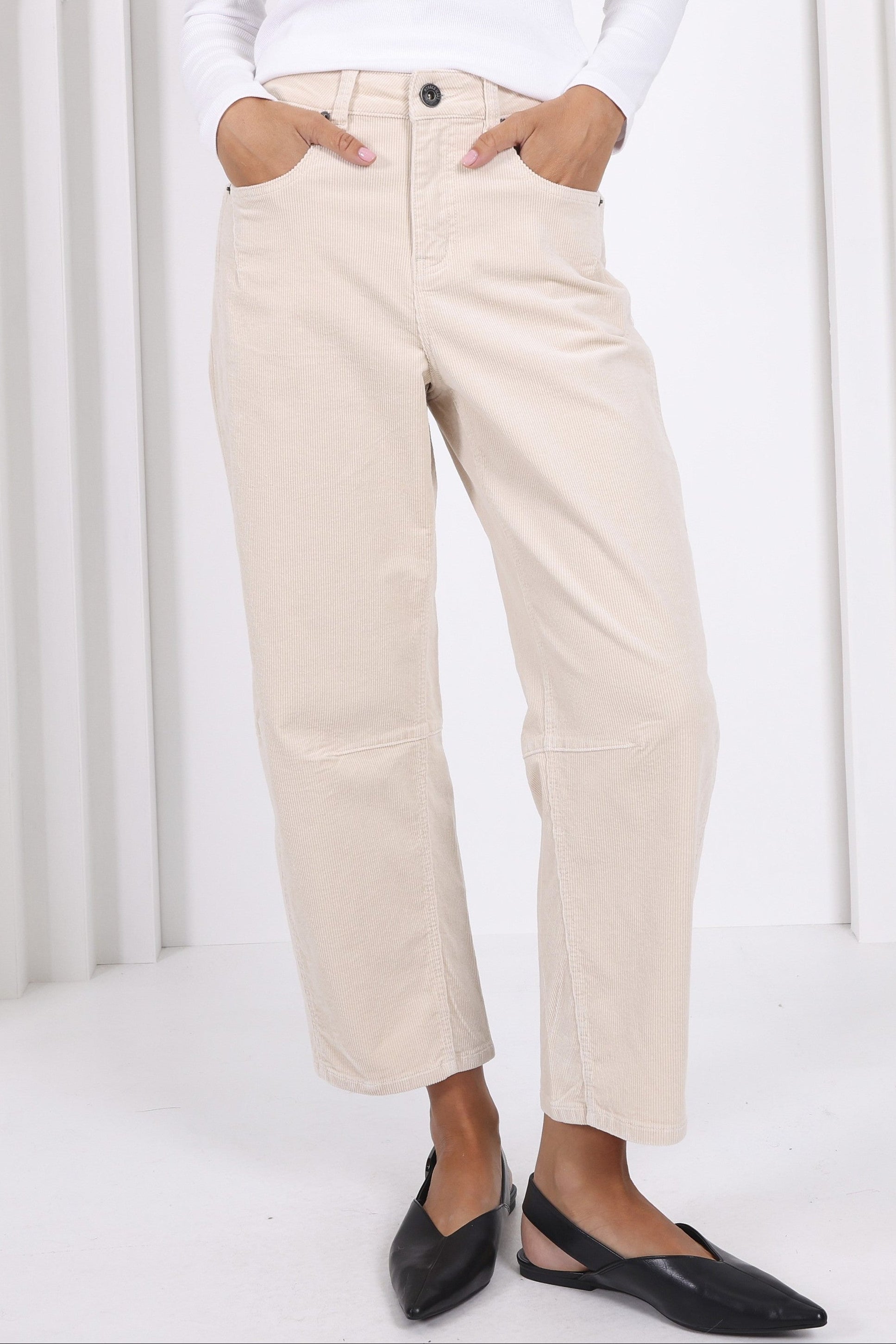 Toni Barrel Cord Jeans - Pearl - Magpie Style