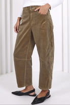 Toni Barrel Cord Jeans - Sage - Magpie Style