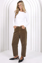 Toni Barrel Cord Jeans - Sage - Magpie Style