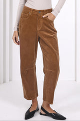Toni Barrel Cord Jeans - Tan