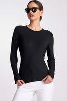 PAULA RYAN RELAXED Crew Neck Long Sleeve Body Tee - Black - Paula Ryan