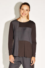 PAULA RYAN RELAXED Side Panel Long Sleeve Tee - Viscose Jersey