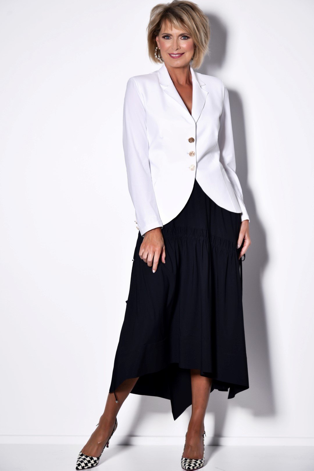 PAULA RYAN Deep Basque Drawcord Skirt - Microjersey - Paula Ryan