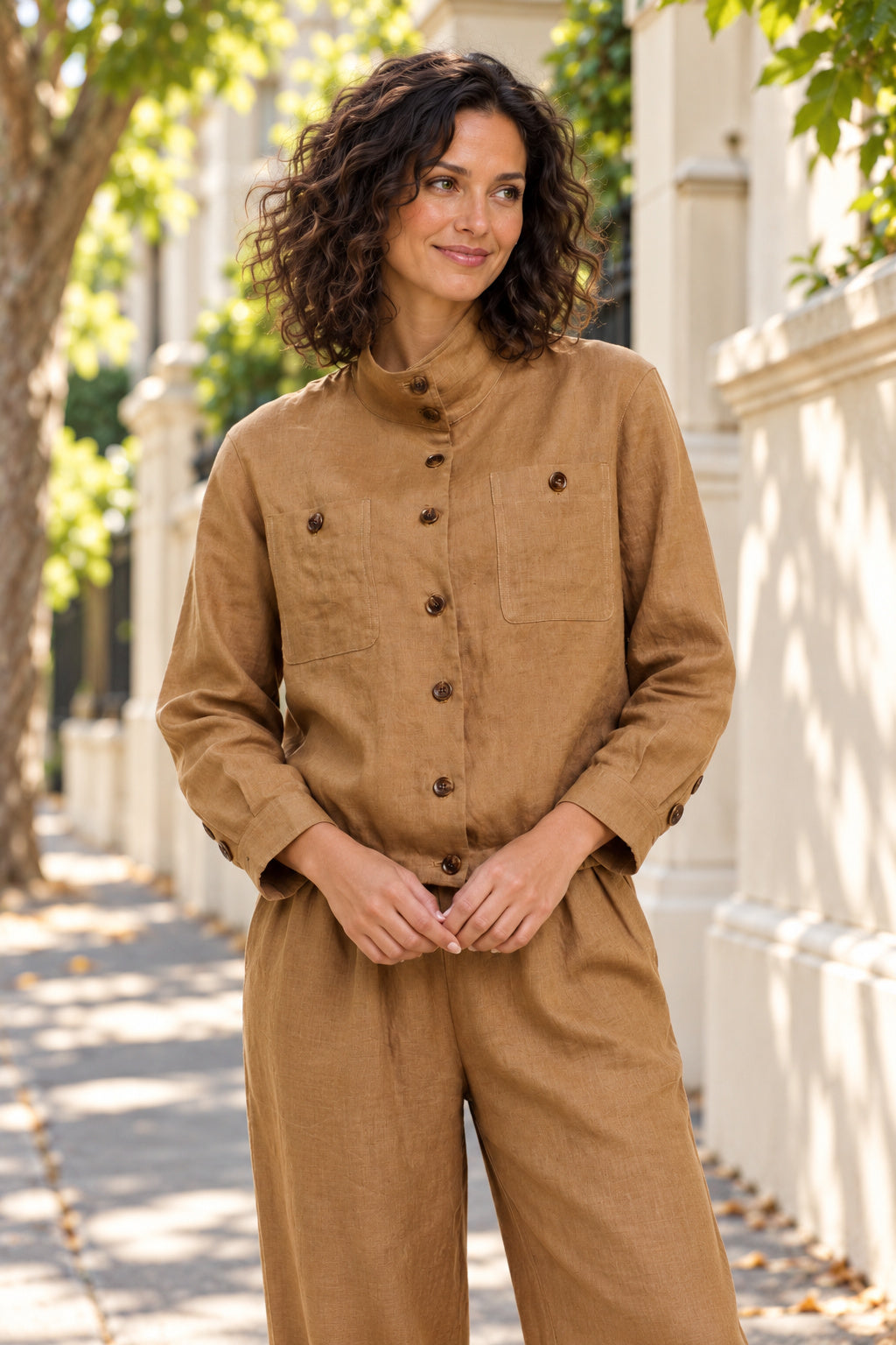365 DAYS Rowan Linen Bomber Jacket - Toffee - Magpie Style