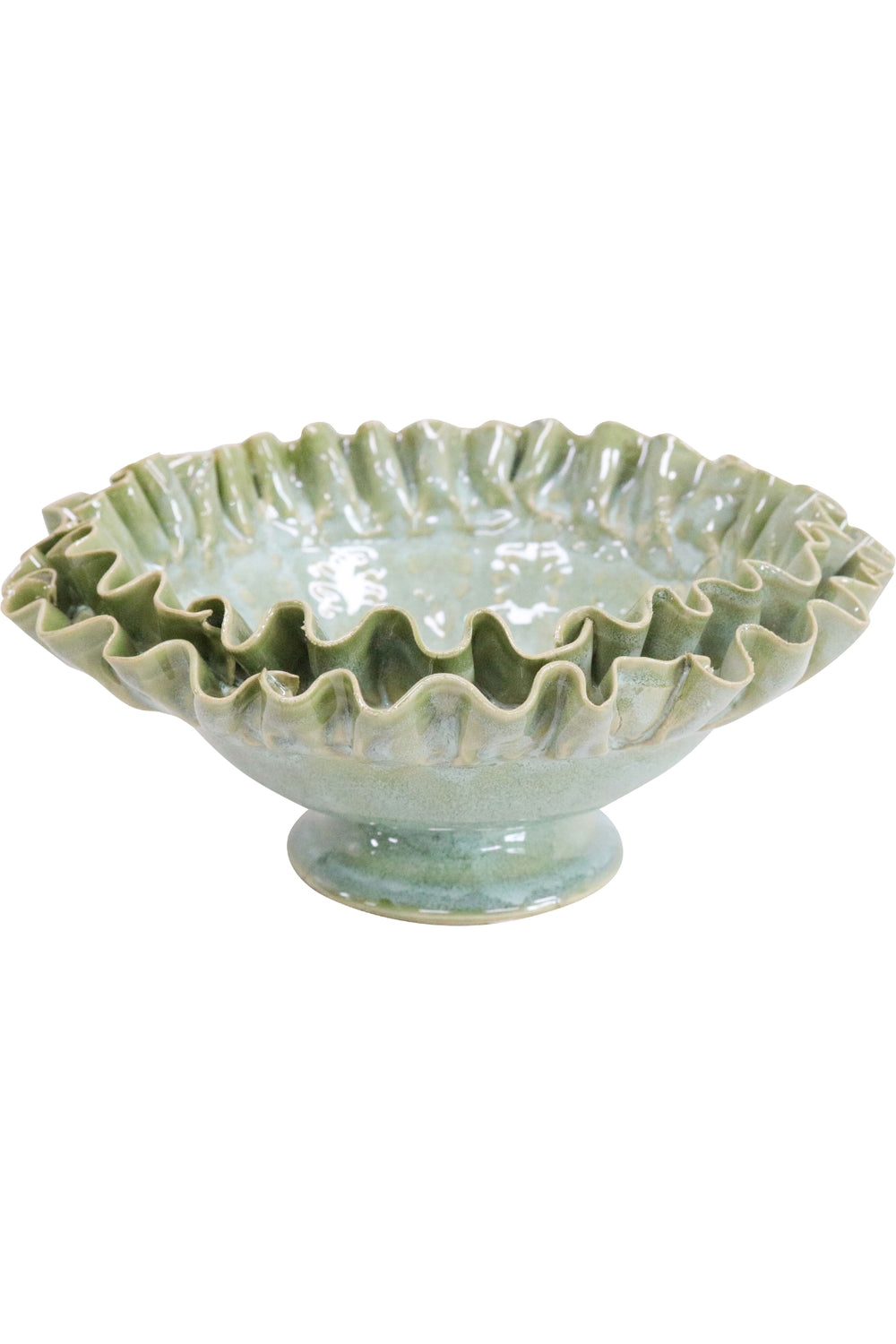 Verdant Ruffle Pedestal Bowl