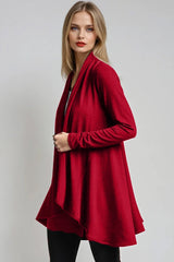 PAULA RYAN Panelled Swing Cardigan - Merino Ruby