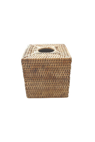 Square Tissue Box Cover, Rattan