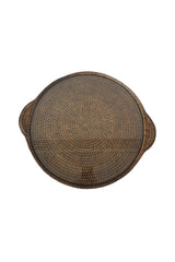 Classic Round Rattan Cheese Tray (with Glass)