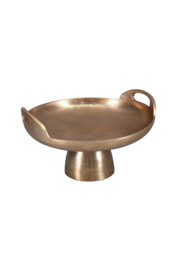 Aluminium Round Footed Tray - Raw Gold 35cm - Magpie Style
