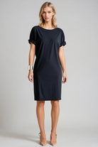PAULA RYAN Ruched Sleeve Dress - Black Microjersey - Paula Ryan