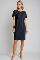 PAULA RYAN Ruched Sleeve Dress - Black Microjersey - Paula Ryan