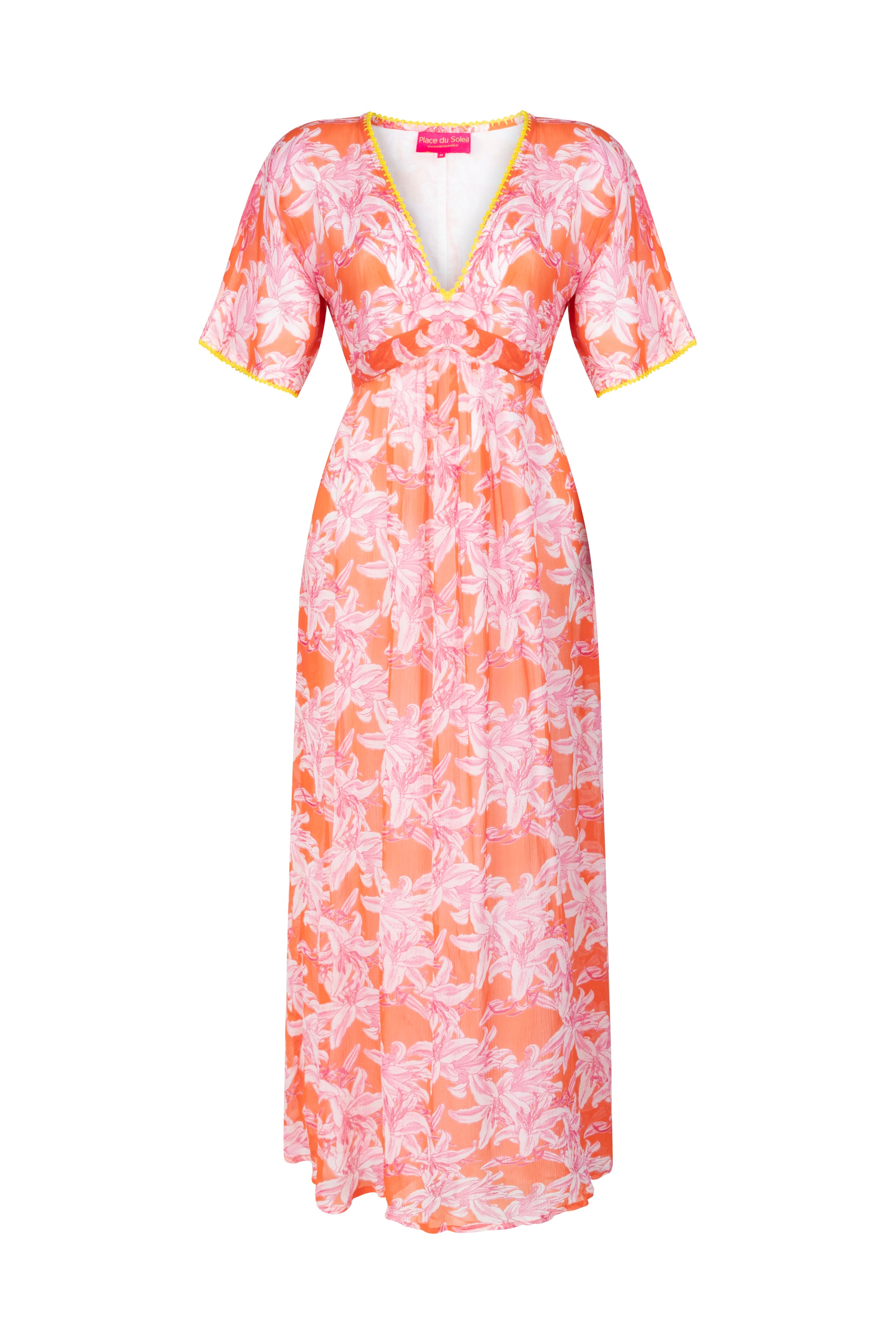 PLACE DU SOLEIL Lelies Long Dress - Pink/Yellow - Magpie Style