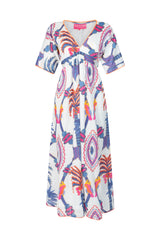 PLACE DU SOLEIL Rosa Blue Bird Long Dress - Multi