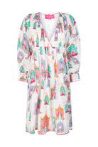 PLACE DU SOLEIL Tea Tents Short Dress - White Multi - Magpie Style