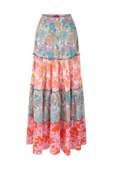 PLACE DU SOLEIL Mix Print Long Skirt - Multi Panel