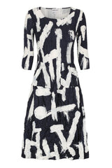 ALQUEMA 3/4 Sleeve Smash Pocket Dress - Indigo Noise