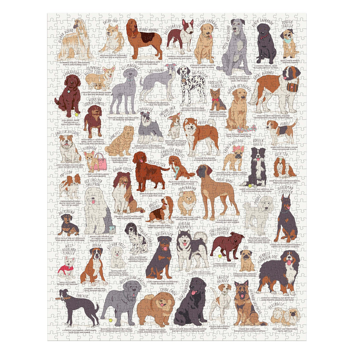 Completed dog illustration jigsaw puzzle