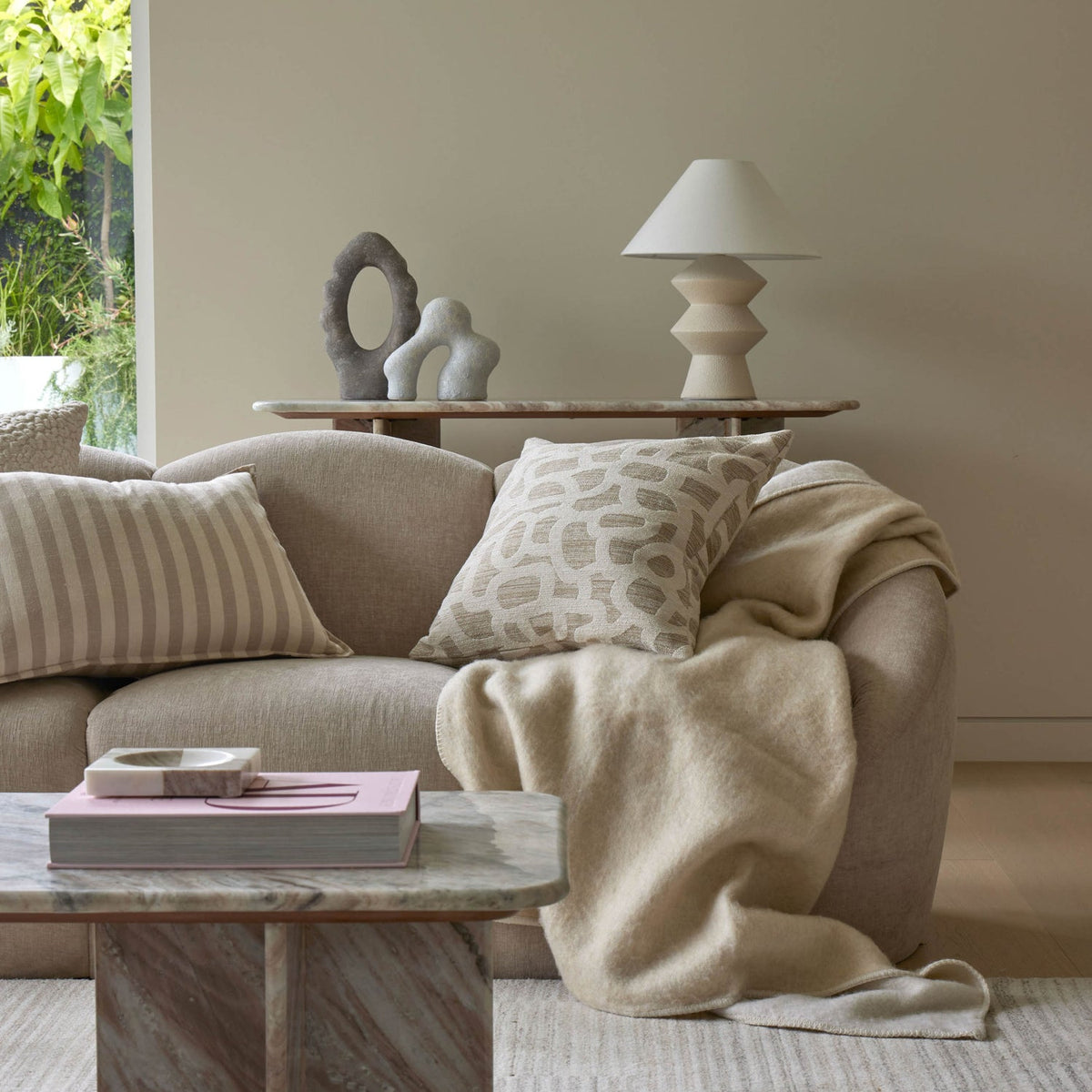 Arden Stripe Cushion - Beige
