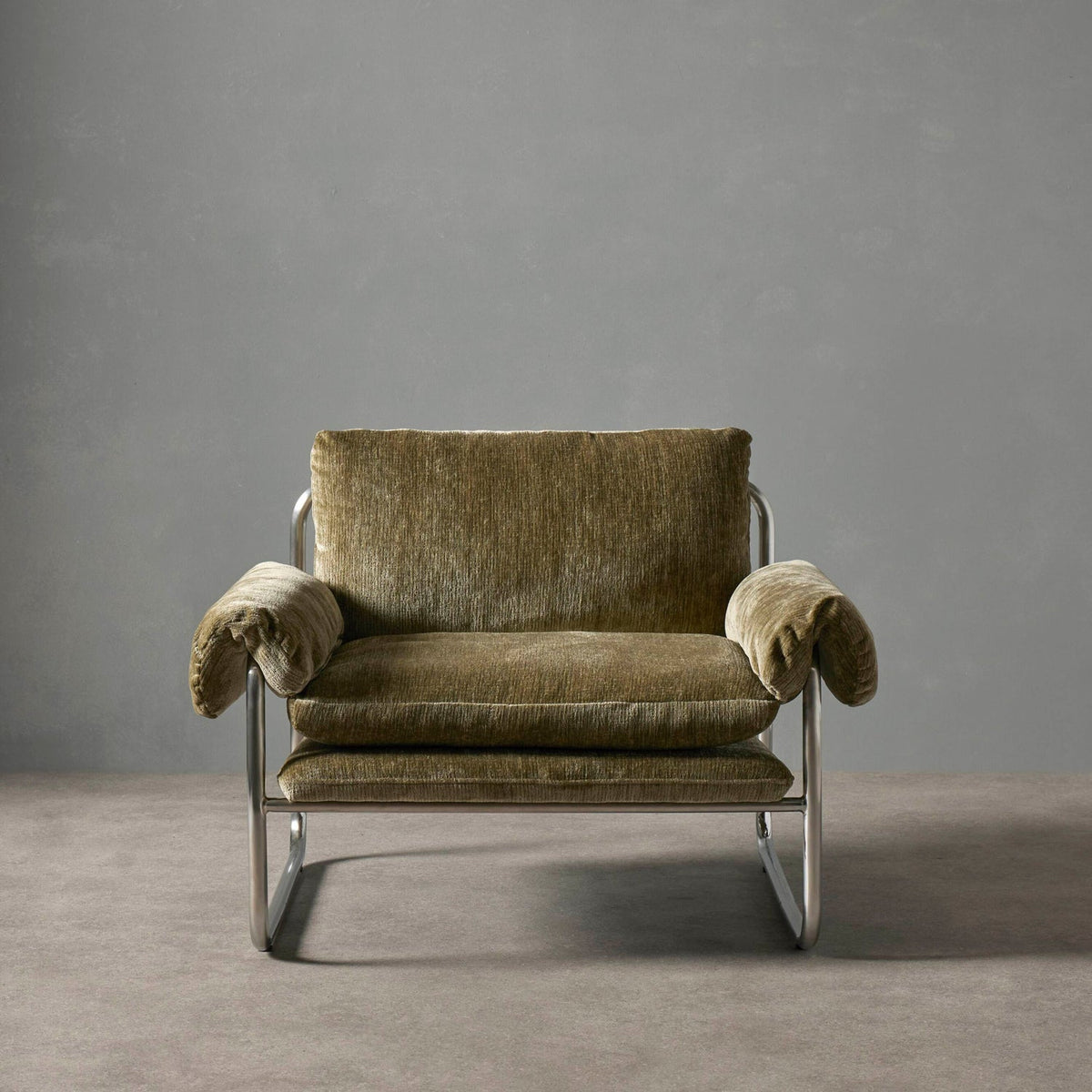 Zeke Armchair - Green & Chrome