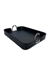 Dark Chocolate Leather Tray with Stirrups