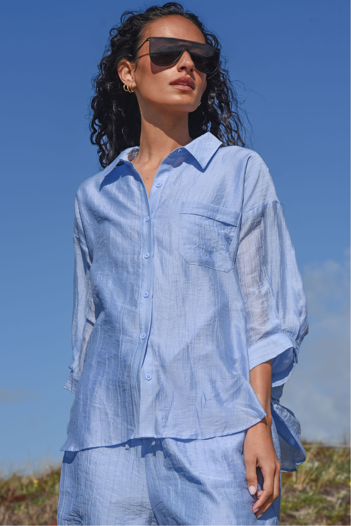 COOPER Unbuttoned + Unbothered Shirt - Cornflower Blue – additional product view