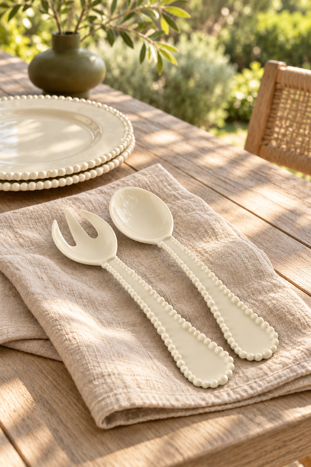 Sand Funky Salad Servers – Pearl Melamine