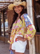 PLACE DU SOLEIL Lila Print Top - Yellow - Magpie Style