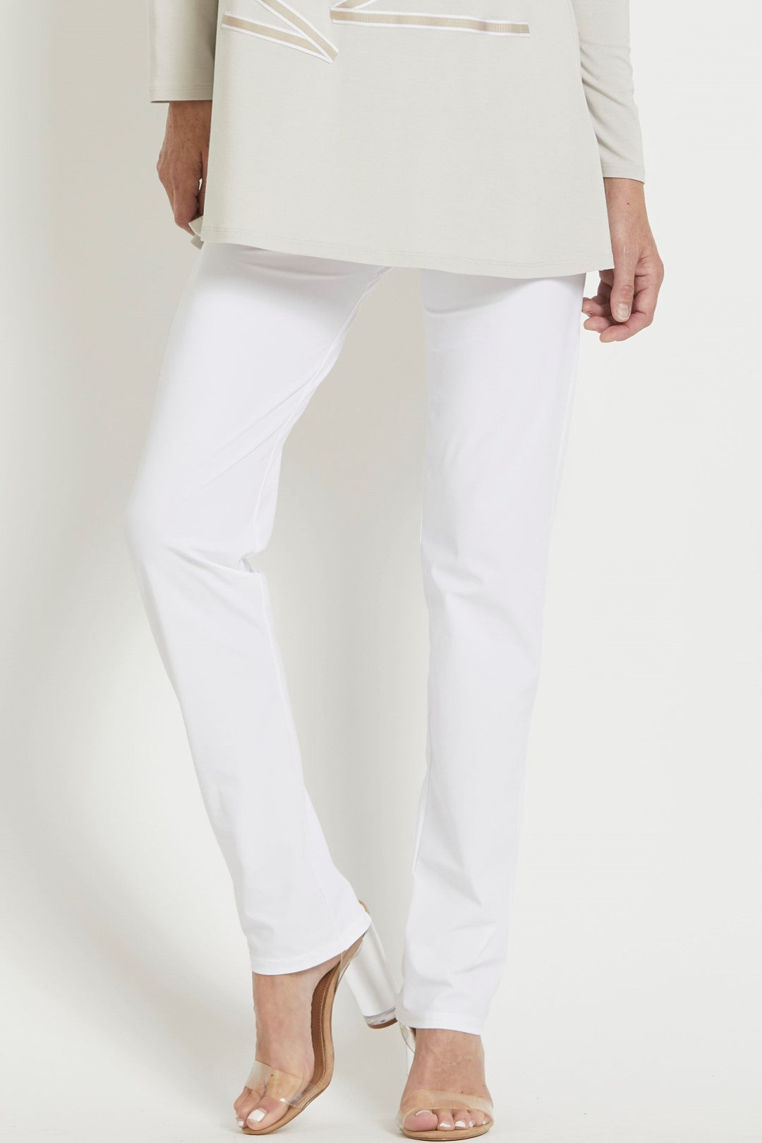 PAULA RYAN Narrow Leg Pant - Classic Microjersey White - Paula Ryan