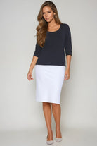 PAULA RYAN Easy Fit 3/4 Sleeve U Shape Neck Top - Eco Vero Navy - Paula Ryan