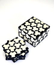 MAGPIE HOME Resin Inlay Box with Coasters - Black