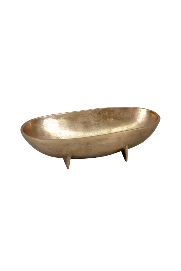 Aluminium Oval Strip Foot Bowl - Raw Gold - Magpie Style