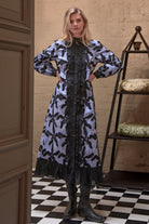 TRELISE COOPER Frills, Frills, Frills Dress - Blue Stripe/Black Lack - Magpie Style