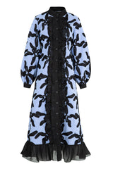 TRELISE COOPER Frills, Frills, Frills Dress - Blue Stripe/Black Lack