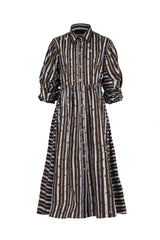 TRELISE COOPER Tied Effects Dress - Blue/Brown Stripe
